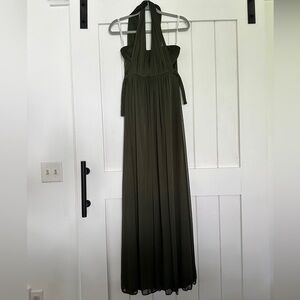 David's Bridal Olive Convertible Chiffon Dress